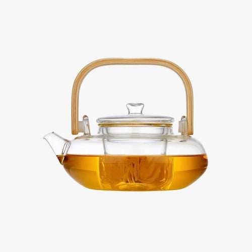 Bamboo & Glass Tea Infuser Kettle - 1200ml - Self Care Sunday