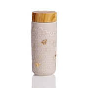 Honey Bee Ceramic Travel Mug / Gold 12.3 oz