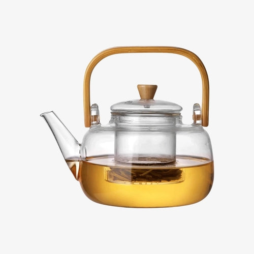 Bamboo & Glass Tea Infuser Kettle - 1200ml - Self Care Sunday