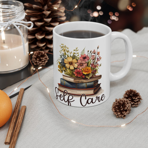 Cozy Bliss Mug Set with Floral Books - Self Care Sunday