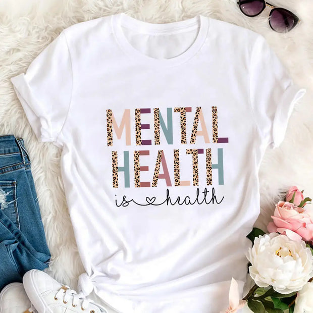 Mental Health Matters Leopard Print 100%Cotton  Tshirt