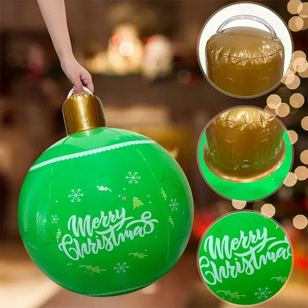 🎄 24-Inch Giant Inflatable Christmas Ball - Durable Outdoor Decoration for Lawn, Yard, and Porch | Festive Holiday Ornament 🎅✨