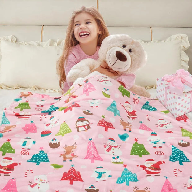 Cute Santa Flannel Holiday Blanket – The Perfect Pink Christmas Gift for Home Decor & Warmth