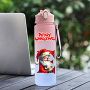 Christmas Water Cup 750ml | Festive Water Bottle with Straw - Perfect Christmas Gift for Kids, Friends & Family - Portable Outdoor & Sport Water Cup