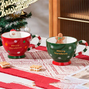 High-Quality Christmas Ceramic Mug with Straw Lid - Perfect Holiday Gift for Couples (500ML) 🎁