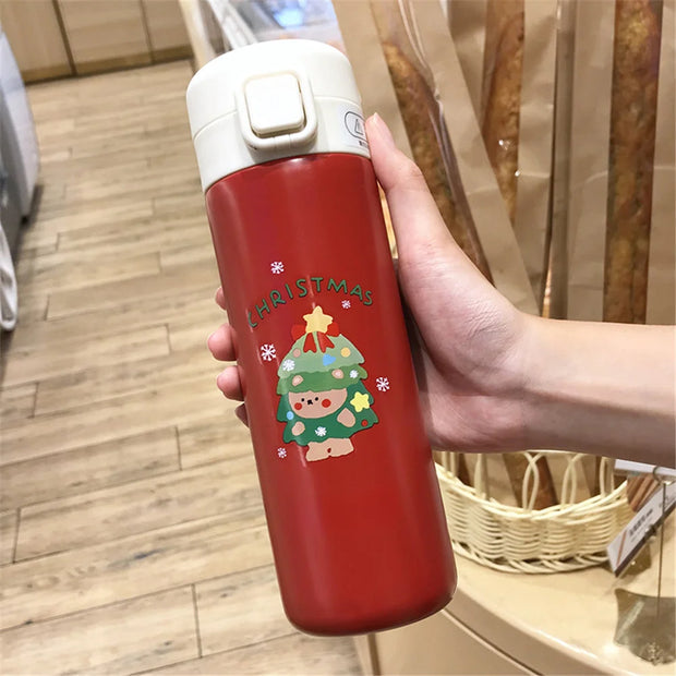 ✨Christmas Magic Stainless Steel Thermos Cup – Santa & Elk Design | 350-450ml Leak-Proof Vacuum Bottle for Hot & Cold Drinks