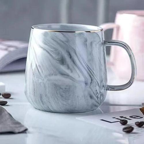 Elegant Marble Ceramic Mug with Gold Accents - Self Care Sunday