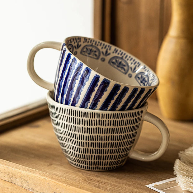 Cozy Evenings: Artisan Hand-Painted Ceramic Mug - Self Care Sunday