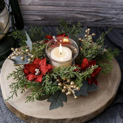 Enchant Your Home This Holiday with Our Realistic Pillar Candle Wreath – Perfect Christmas Centerpiece!