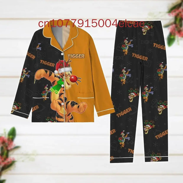 Disney Tigger & Winnie the Pooh 3D Printed Pajama Set – Long Sleeved Casual Men’s & Women’s Christmas Sleepwear