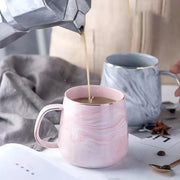 Elegant Marble Ceramic Mug with Gold Accents - Self Care Sunday