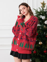 Cozy & Stylish Women’s Christmas Knit Sweater – Casual Button-Up Cardigan for Fall & Winter Streetwear