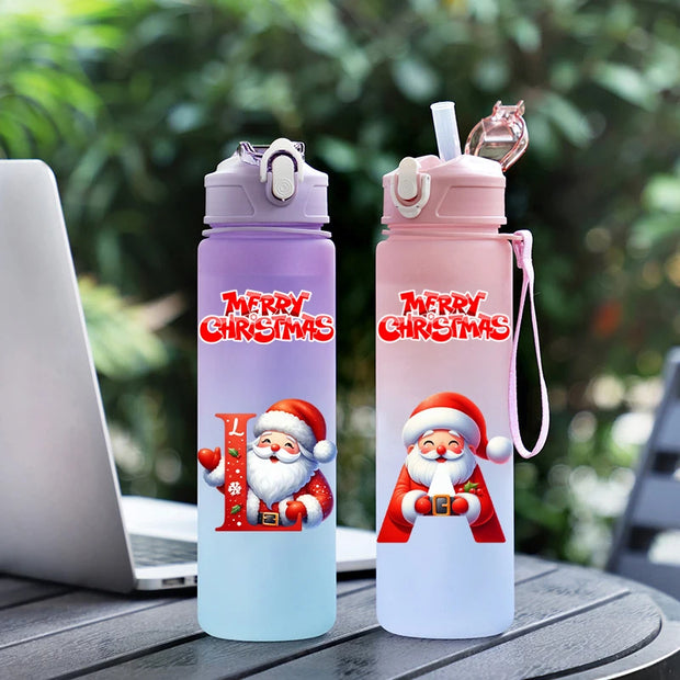 Christmas Water Cup 750ml | Festive Water Bottle with Straw - Perfect Christmas Gift for Kids, Friends & Family - Portable Outdoor & Sport Water Cup