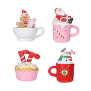 Colorful Santa Snowman Mug Figurine – Adorable Resin Ornament for Christmas Cakes, Tables & Shelves!