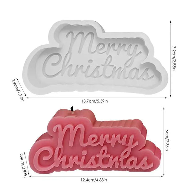 Merry Christmas Candle Mould | Silicone DIY Christmas Candle Letter Mould For Making Chocolate Candle Soap Christmas Decor