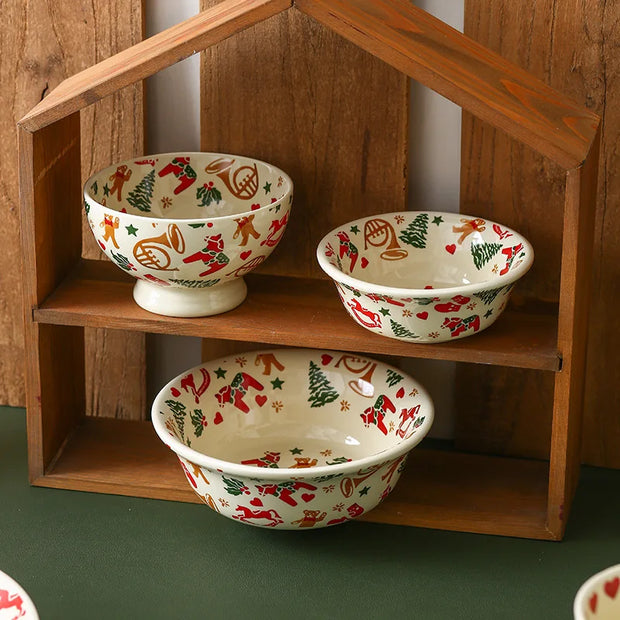 Christmas Nordic Ceramic Tableware Set – Retro Mugs, Bowls & Plates for High-Style Dining!