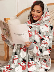 Oversized Wearable Snowman Blanket Hoodie – Cozy, Warm & Stylish for Women