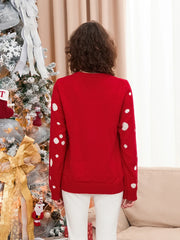 Cozy Reindeer Christmas Sweater for Women | Ribbed Knitted Long Sleeve Round Neck Top | Festive Holiday Fashion