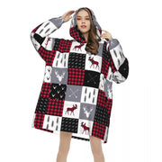 Christmas Buffalo Plaid Hoodie Blanket – Soft, Warm & Perfect for Winter