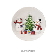 🎄 Nordic Charm Snowman Tableware – Eco-Friendly Porcelain Bowls & Plates 🌟