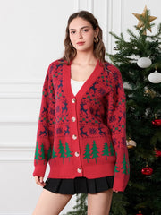 Cozy & Stylish Women’s Christmas Knit Sweater – Casual Button-Up Cardigan for Fall & Winter Streetwear