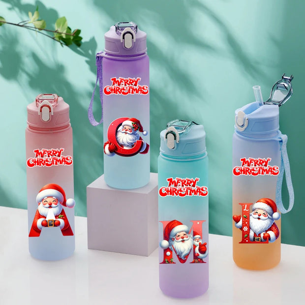 Christmas Water Cup 750ml | Festive Water Bottle with Straw - Perfect Christmas Gift for Kids, Friends & Family - Portable Outdoor & Sport Water Cup