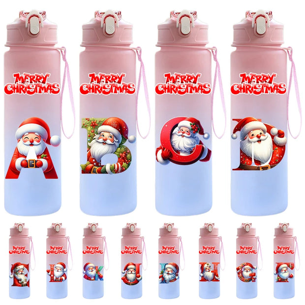 Christmas Water Cup 750ml | Festive Water Bottle with Straw - Perfect Christmas Gift for Kids, Friends & Family - Portable Outdoor & Sport Water Cup