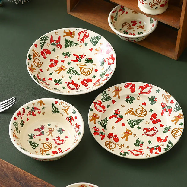 Christmas Nordic Ceramic Tableware Set – Retro Mugs, Bowls & Plates for High-Style Dining!