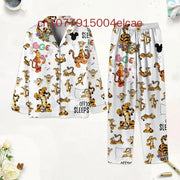 Disney Tigger & Winnie the Pooh 3D Printed Pajama Set – Long Sleeved Casual Men’s & Women’s Christmas Sleepwear