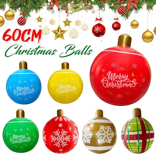 🎄 24-Inch Giant Inflatable Christmas Ball - Durable Outdoor Decoration for Lawn, Yard, and Porch | Festive Holiday Ornament 🎅✨