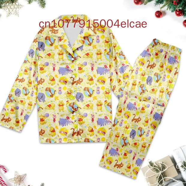 Disney Tigger & Winnie the Pooh 3D Printed Pajama Set – Long Sleeved Casual Men’s & Women’s Christmas Sleepwear