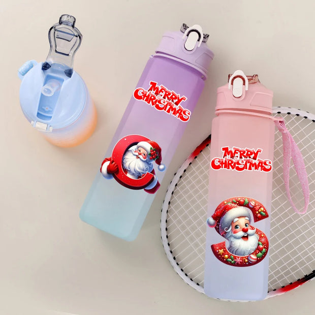 Christmas Water Cup 750ml | Festive Water Bottle with Straw - Perfect Christmas Gift for Kids, Friends & Family - Portable Outdoor & Sport Water Cup