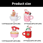 Colorful Santa Snowman Mug Figurine – Adorable Resin Ornament for Christmas Cakes, Tables & Shelves!