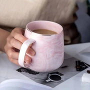 Elegant Marble Ceramic Mug with Gold Accents - Self Care Sunday