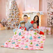 Cute Santa Flannel Holiday Blanket – The Perfect Pink Christmas Gift for Home Decor & Warmth