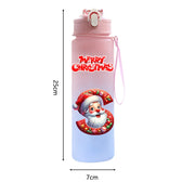 Christmas Water Cup 750ml | Festive Water Bottle with Straw - Perfect Christmas Gift for Kids, Friends & Family - Portable Outdoor & Sport Water Cup