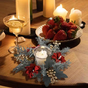 Enchant Your Home This Holiday with Our Realistic Pillar Candle Wreath – Perfect Christmas Centerpiece!