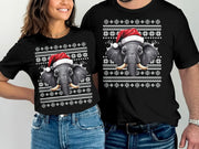 Festive Elephant Santa Hat T-Shirt for Women – Hilarious Christmas Tee for Holiday Cheer!