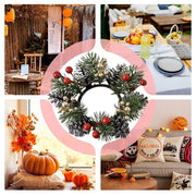 Holidays: Christmas Candlestick Wreath with Artificial Berry Garland | Elegant Xmas Candle Holder Decor