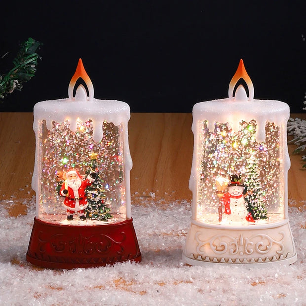 🎄✨ Christmas Flameless Glitter Candle – Light Up Your Holiday Magic! 🌟 Snow Globe Candle Party Decor 🎁