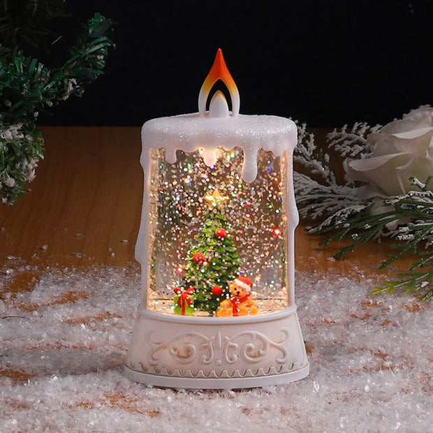 🎄✨ Christmas Flameless Glitter Candle – Light Up Your Holiday Magic! 🌟 Snow Globe Candle Party Decor 🎁