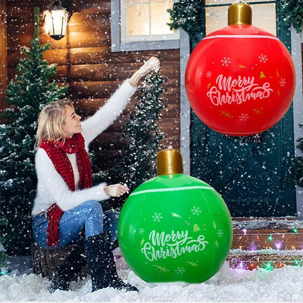 🎄 24-Inch Giant Inflatable Christmas Ball - Durable Outdoor Decoration for Lawn, Yard, and Porch | Festive Holiday Ornament 🎅✨