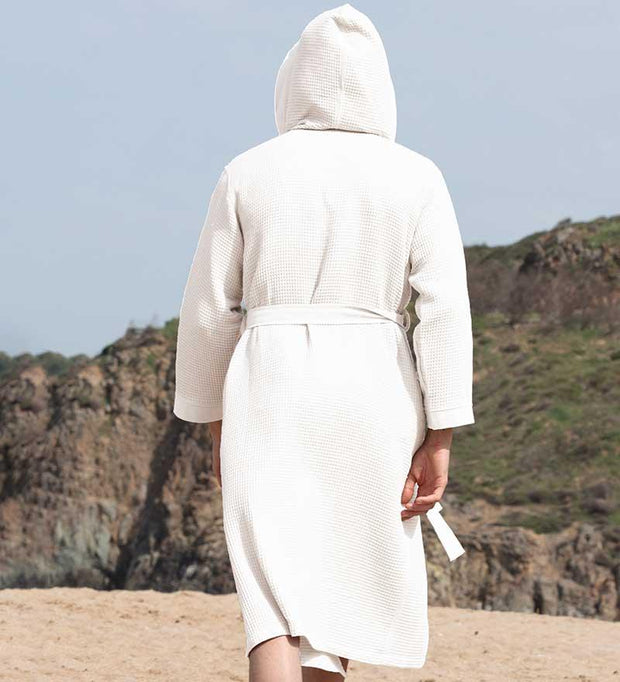 Men's Hooded Turkish Cotton Waffle Robe - Self Care Sunday