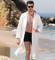 Men's Hooded Turkish Cotton Waffle Robe - Self Care Sunday