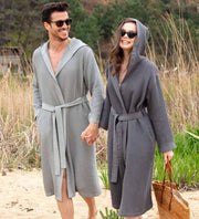 Men's Hooded Turkish Cotton Waffle Robe - Self Care Sunday