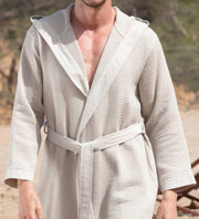 Men's Hooded Turkish Cotton Waffle Robe - Self Care Sunday