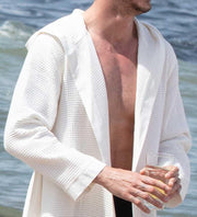 Men's Hooded Turkish Cotton Waffle Robe - Self Care Sunday