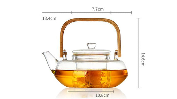 Bamboo & Glass Tea Infuser Kettle - 1200ml - Self Care Sunday