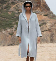 Women's Hooded Turkish Cotton Waffle Robe - Self Care Sunday