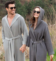 Women's Hooded Turkish Cotton Waffle Robe - Self Care Sunday